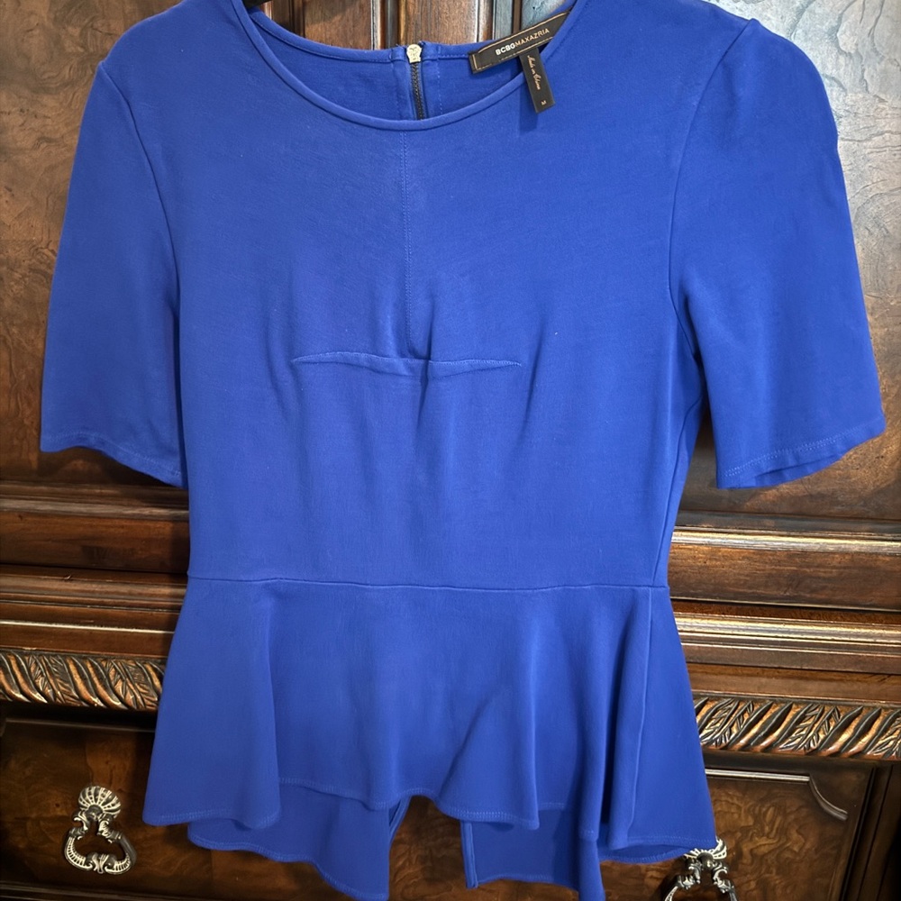 BCBGMaxAzria Royal Blue Peplum Blouse